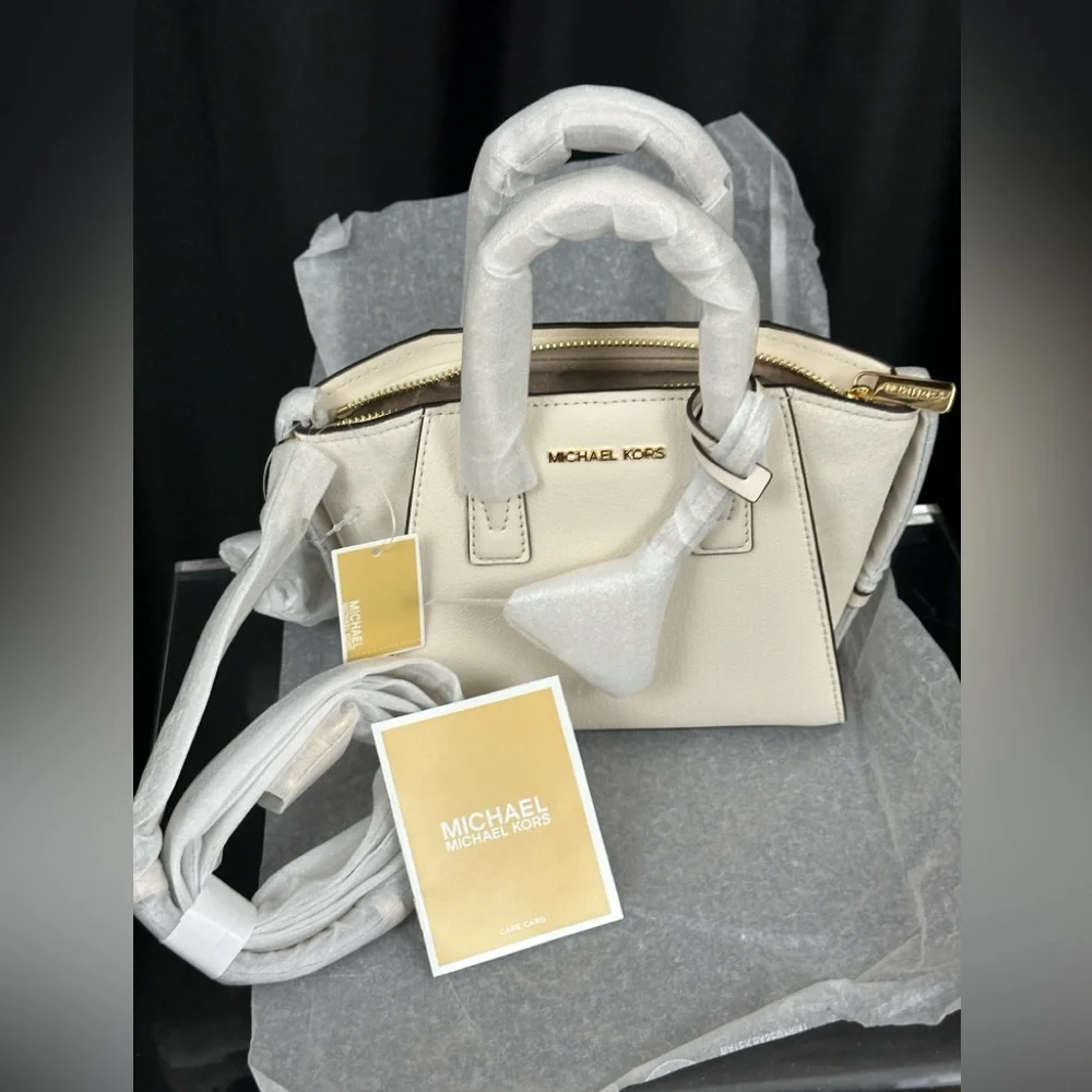 Michael Kors - Avril Extra-Small Leather Crossbody Satchel Light Cream       NWT - Picture 4 of 15